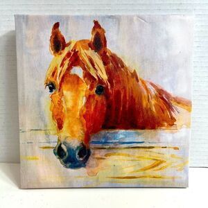Special Moments Canvas Wall Art Blue & Brown Horse Print 8,5 X 8,5”